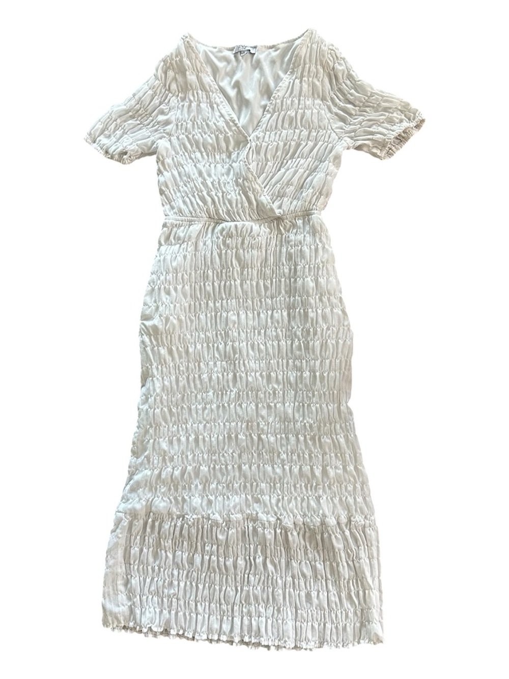 Papaya White Smocked Wrap Maxi Dress